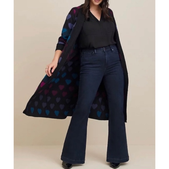 🆕💜Heart Plush Duster Tie Front Cardigan Sweater 1 1X 14 16 NWT Torrid New! - Picture 3 of 5